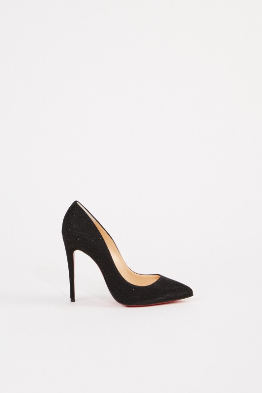 Christian Louboutin Pump 'Pigalle Follies 100 Glitter Tennis' Schwarz