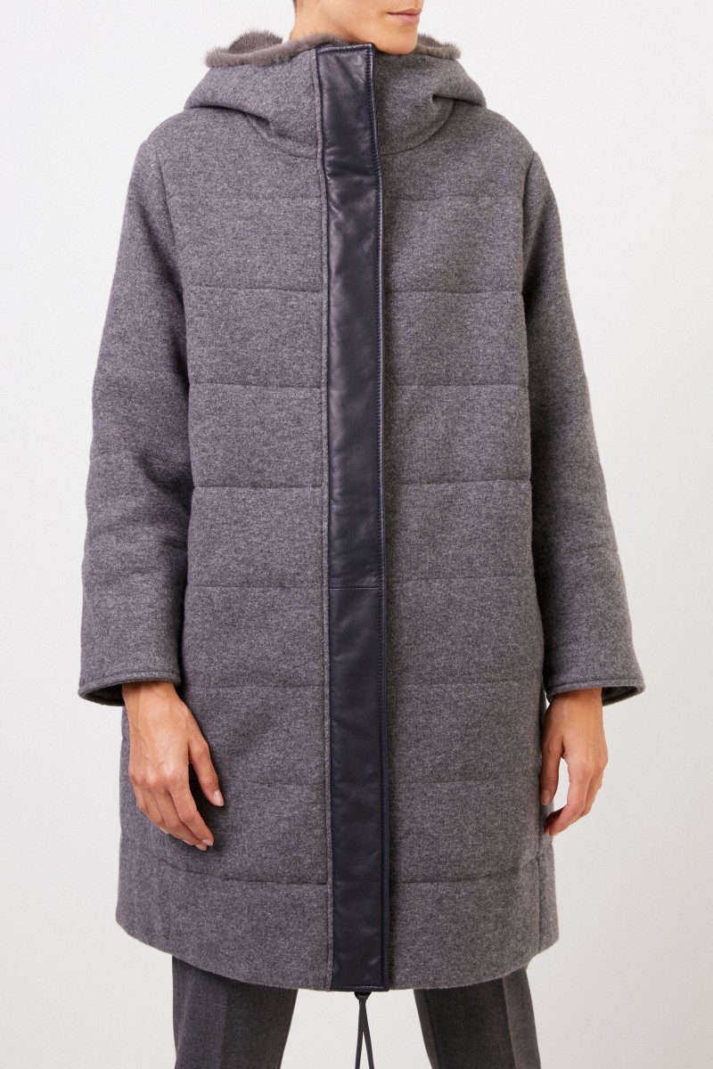Agnona Cashmere-Mantel mit Kapuze Dunkelgrau