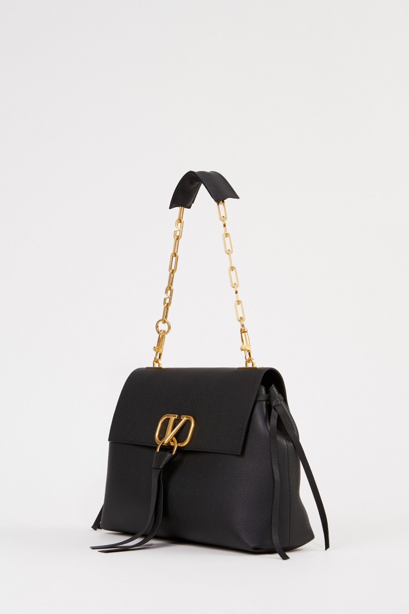 Valentino Leder-Tasche 'Vring' mit Kettenriemen Schwarz