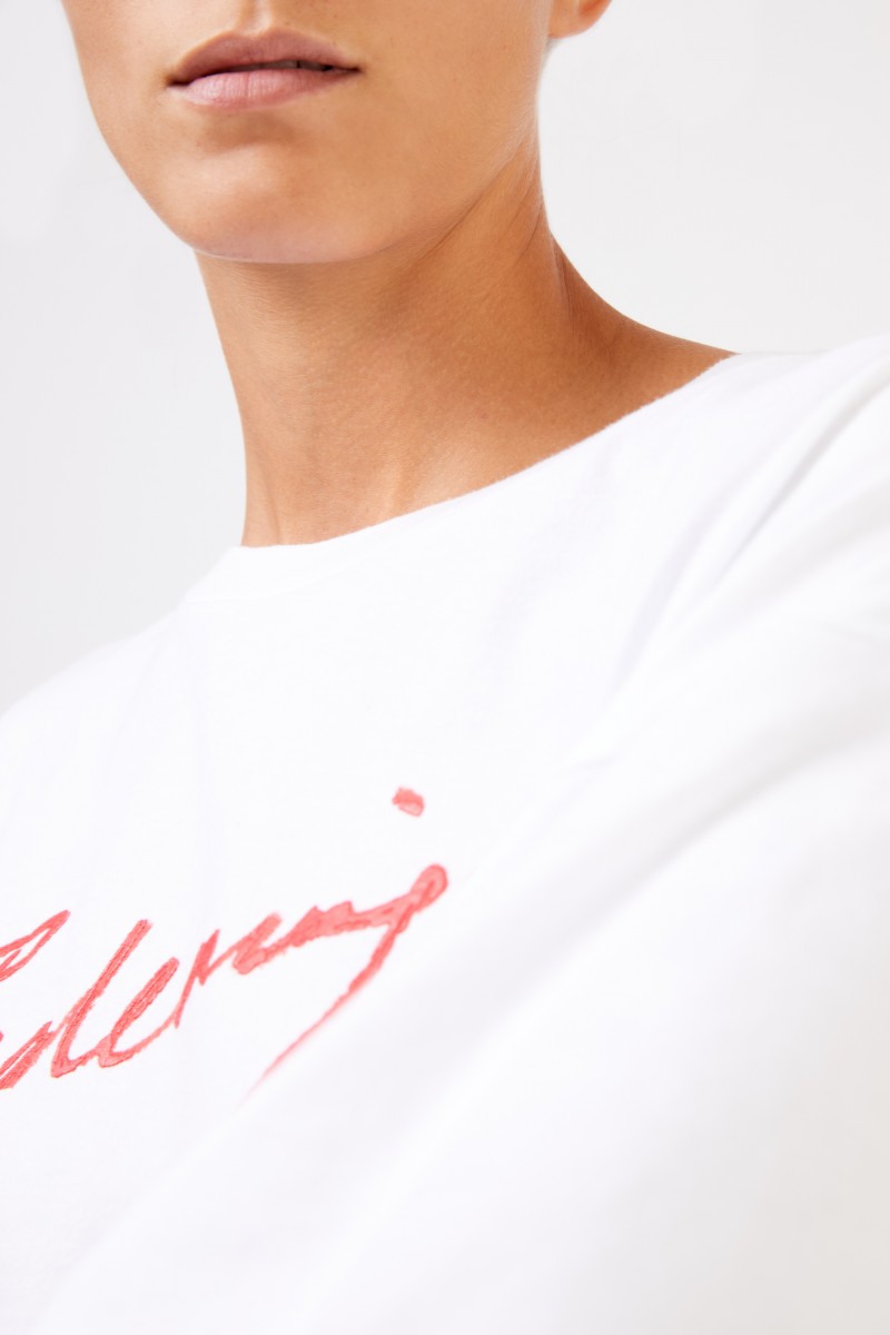 Balenciaga T-Shirt mit Logo-Schriftzug Weiß/Rot