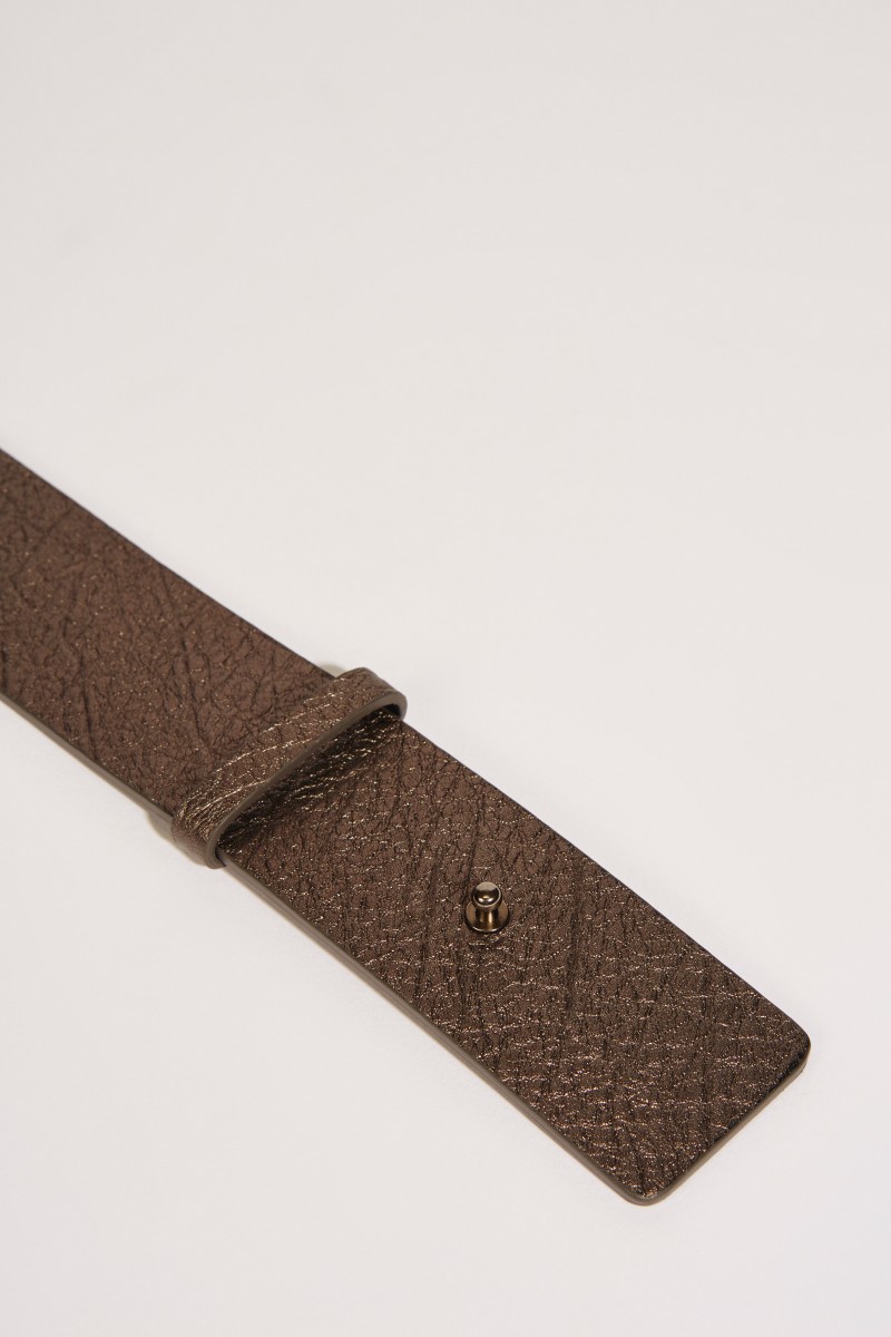 Leder-Gürtel mit Perlenverzierung Bronze