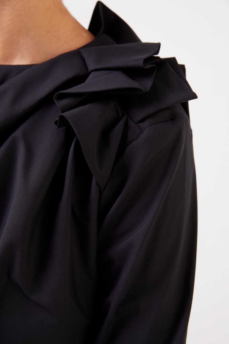 Louis and Mia Baumwollbluse mit Raffung Schwarz