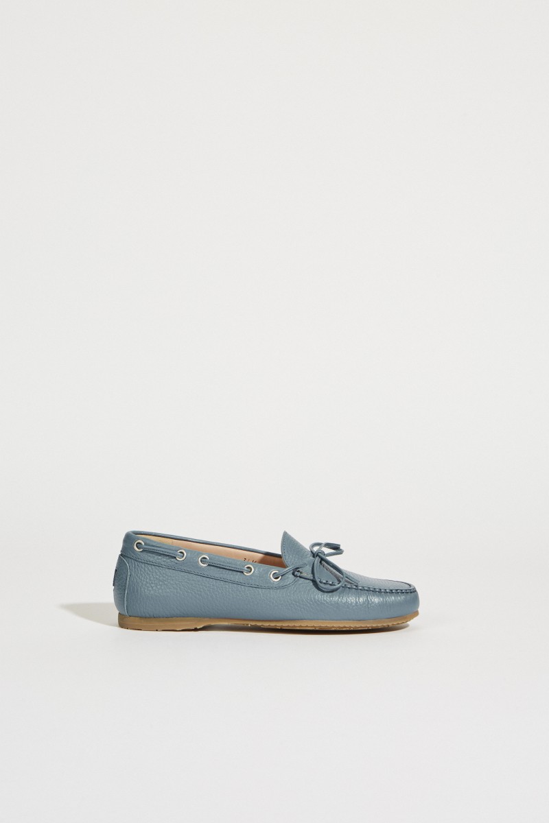 Leder-Schuh mit Schleife Blau
