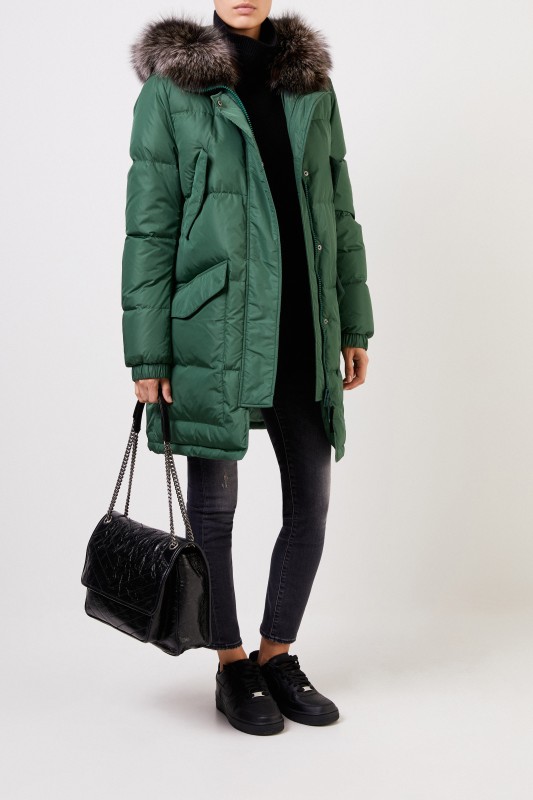 Army by Yves Salomon Daunenparka mit Pelzkragen Grün