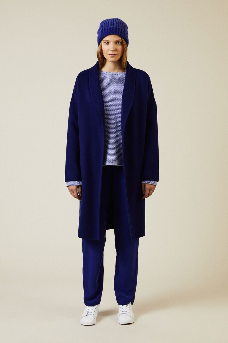 Cashmere-Mantel 'Bateau' Royalblau