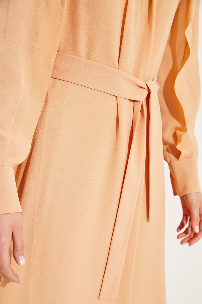 Seidenkleid mit Volants Smoked Ochre