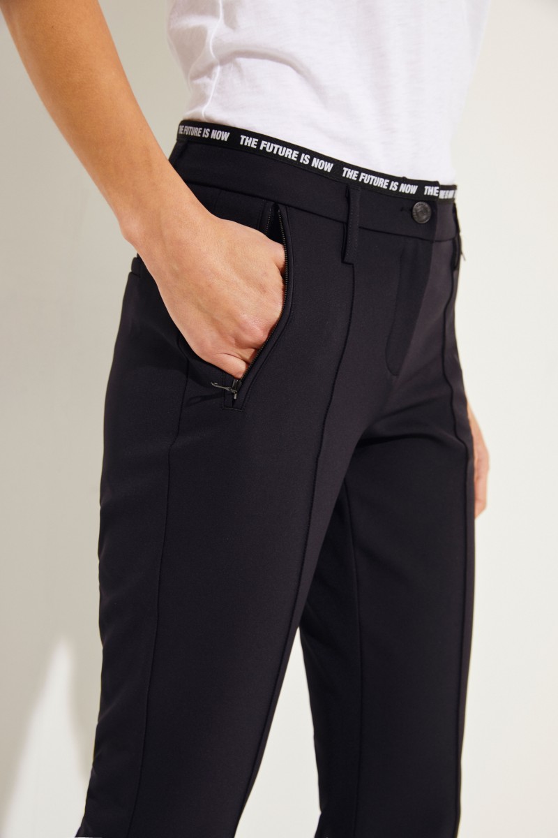 Hose 'Rhona' mit Paspel-Detail Schwarz