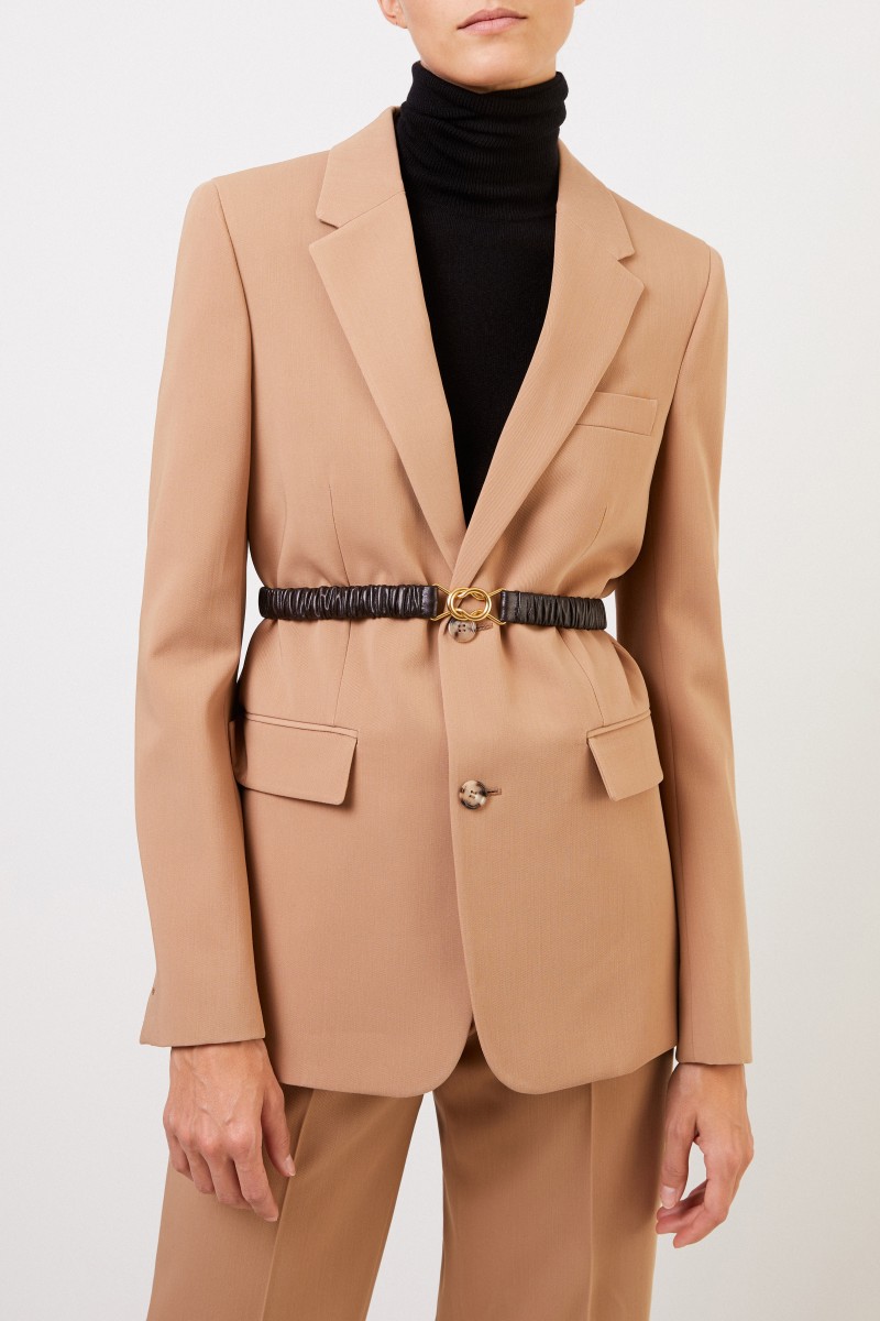 Bottega Veneta Longblazer aus Schafwolle in Beige