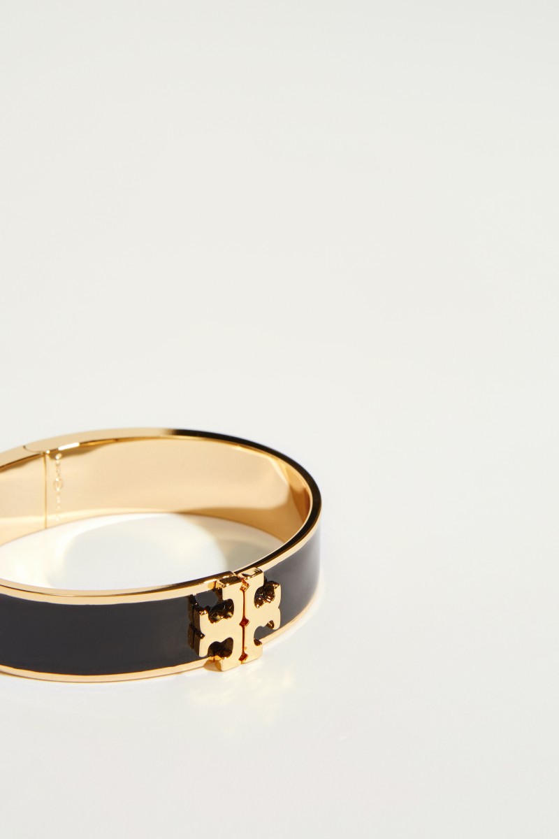 Emaille-Armreif mit Logo Schwarz/Gold