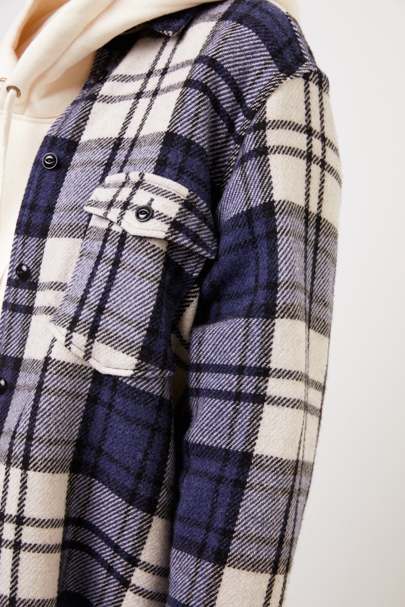 Woolrich Kariertes Hemd ' Explorer' mit Fransen Blau/Multi