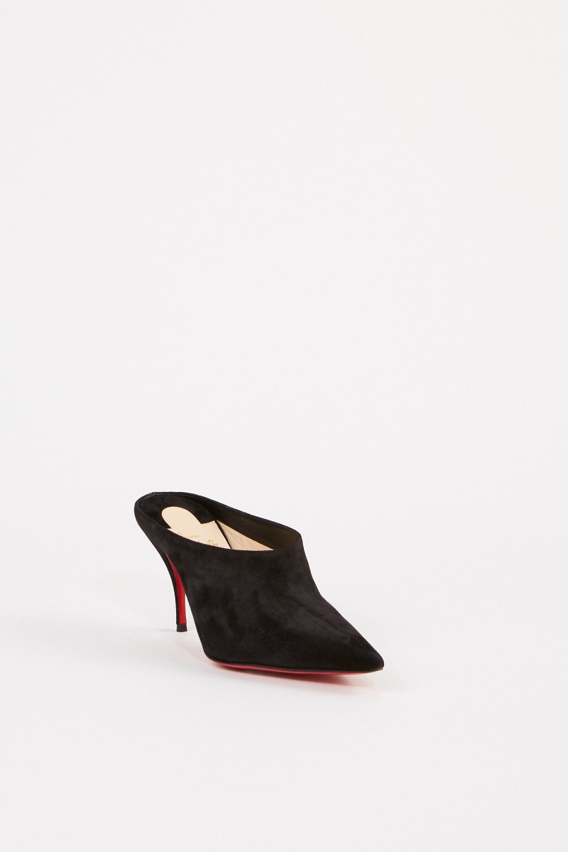 Christian Louboutin Veloursleder-Pump 'Quart 80' Schwarz