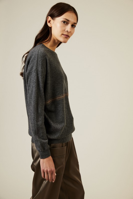 Cashmere Pullover mit Perlendetails Grau