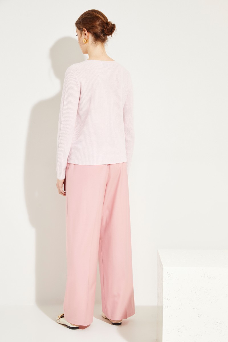 Feiner-Cashmere-Cardigan mit V-Neck Rosé