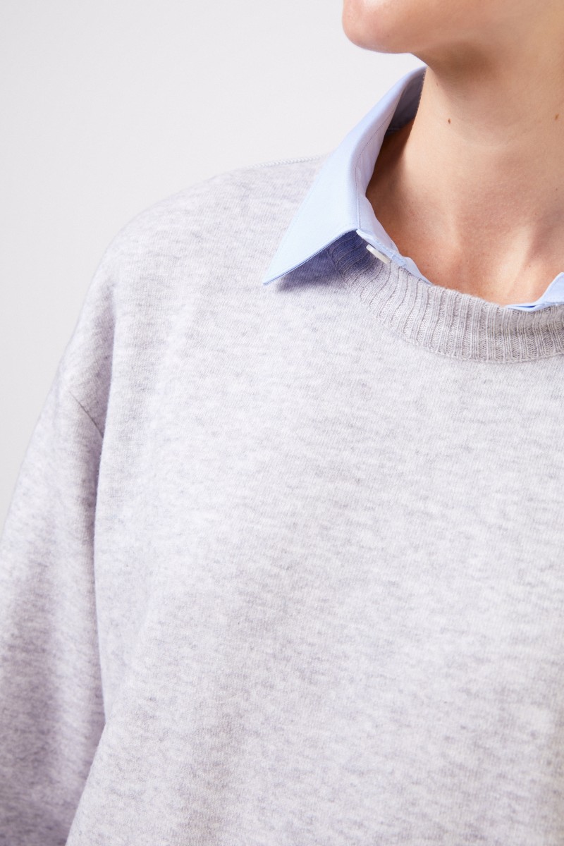 Klassischer Cashmere-Pullover Hellgrau