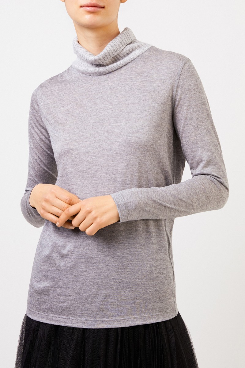 Fabiana Filippi Woll-Pullover mit Laméfäden Silber/Grau