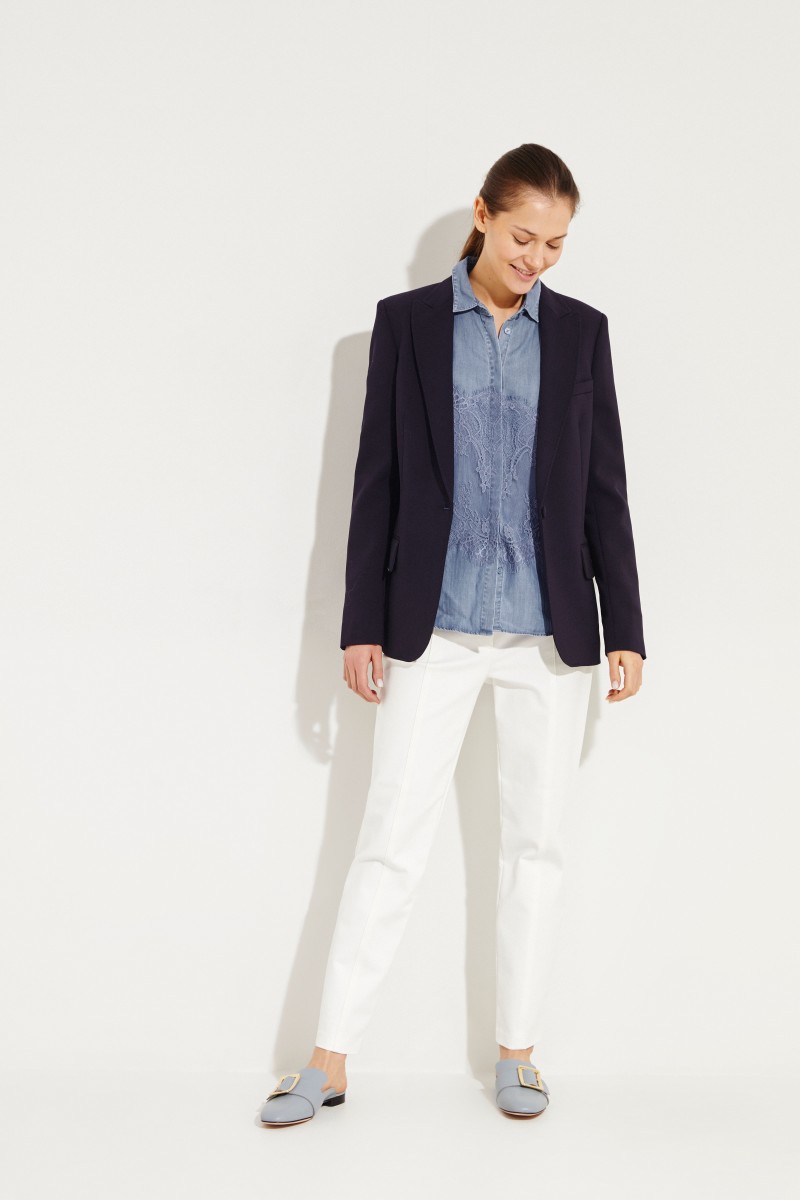 Bluse mit Spitzendetails Blau