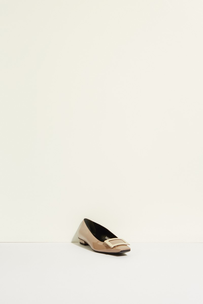 Lackleder-Flat 'Belle Vivier' mit Schnalle Taupe