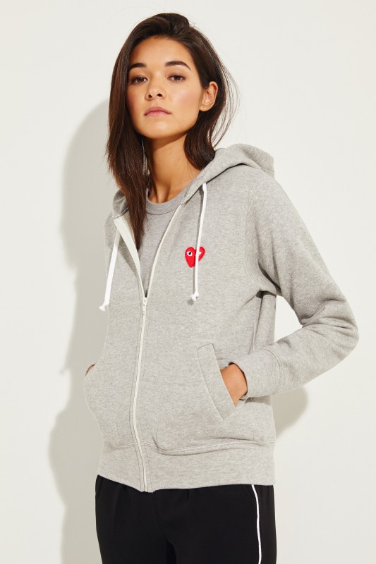 Sweatshirtjacke mit Herz-Emblem Grau
