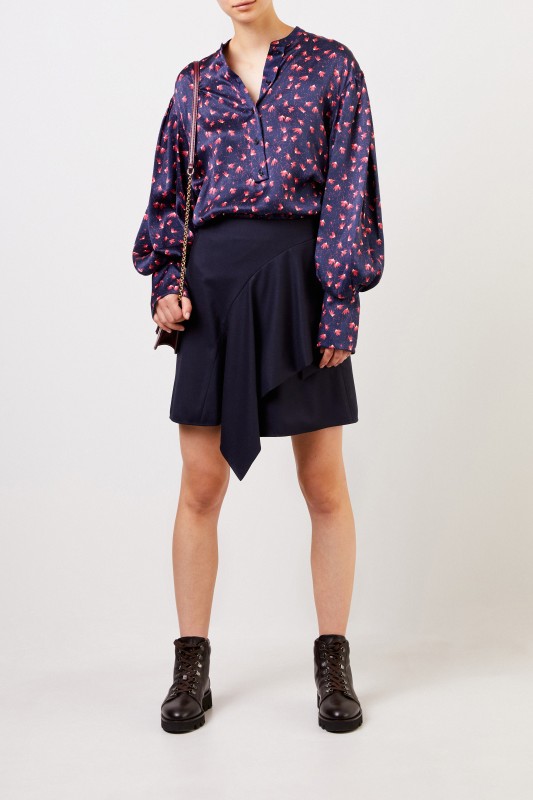 Chloé Seidenbluse mit Print Blau/Pink