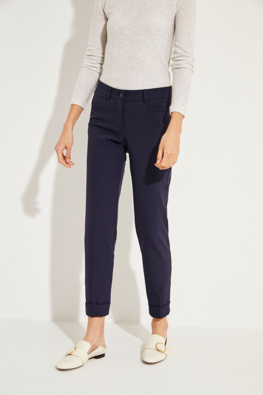 Hose 'Renira' mit Saumumschlag Marineblau