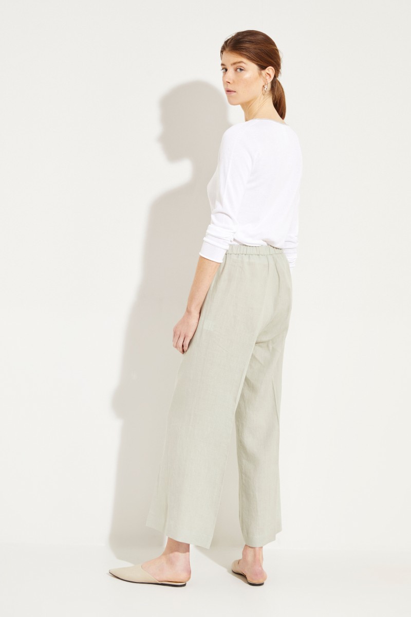 Weite-Leinenhose Salbei