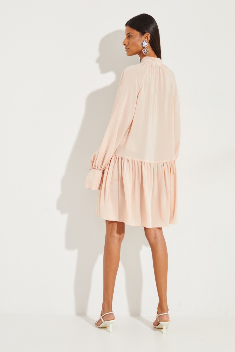Seidenkleid mit Schluppendetail Rosé