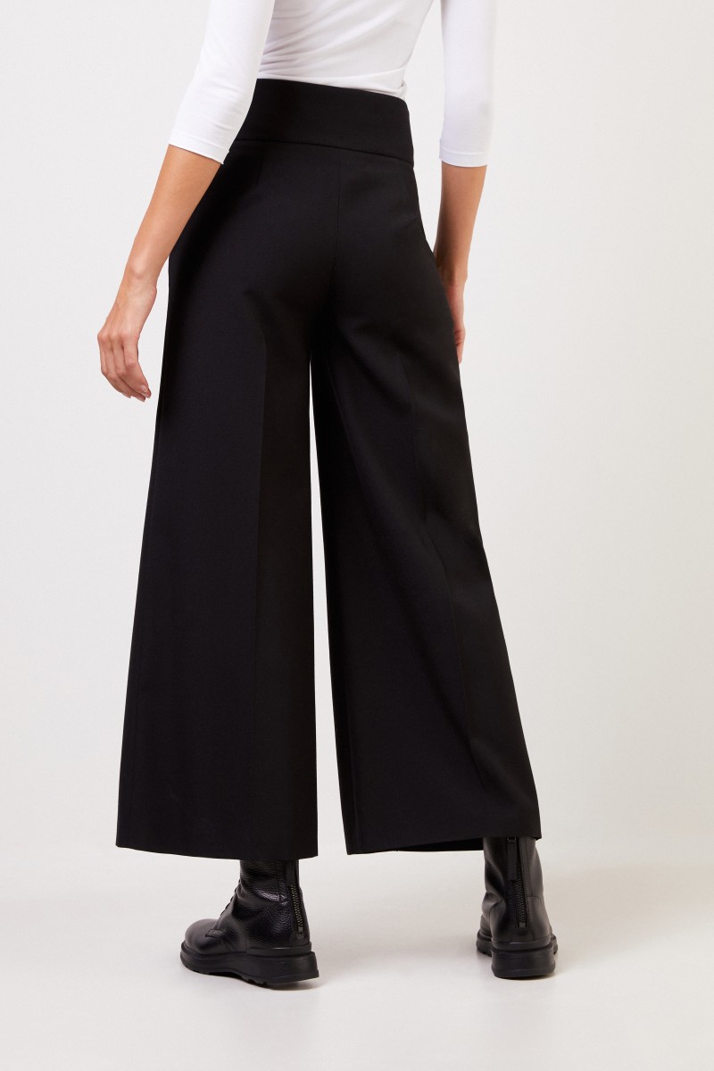 Stella McCartney Woll-Hose mit weitem Bein Schwarz