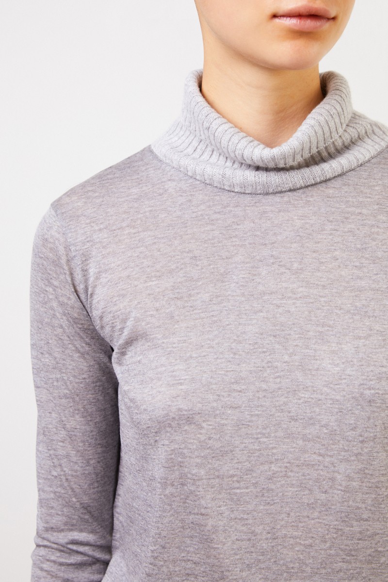 Fabiana Filippi Woll-Pullover mit Laméfäden Silber/Grau