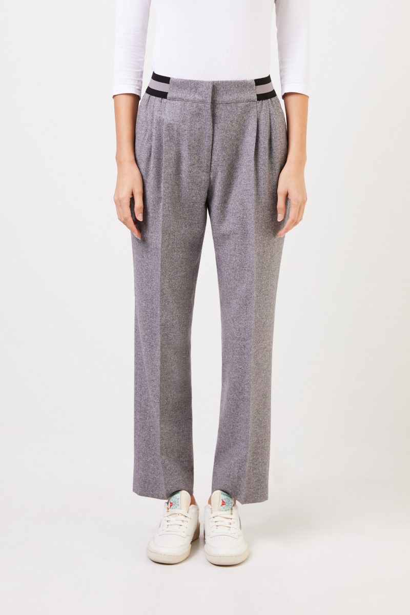 Iris von Arnim Gabardinehose 'Janna' mit Gummibund Grau