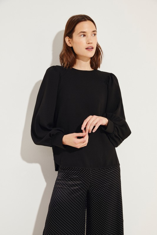 Fließende Bluse 'Heavy Crepe' Schwarz