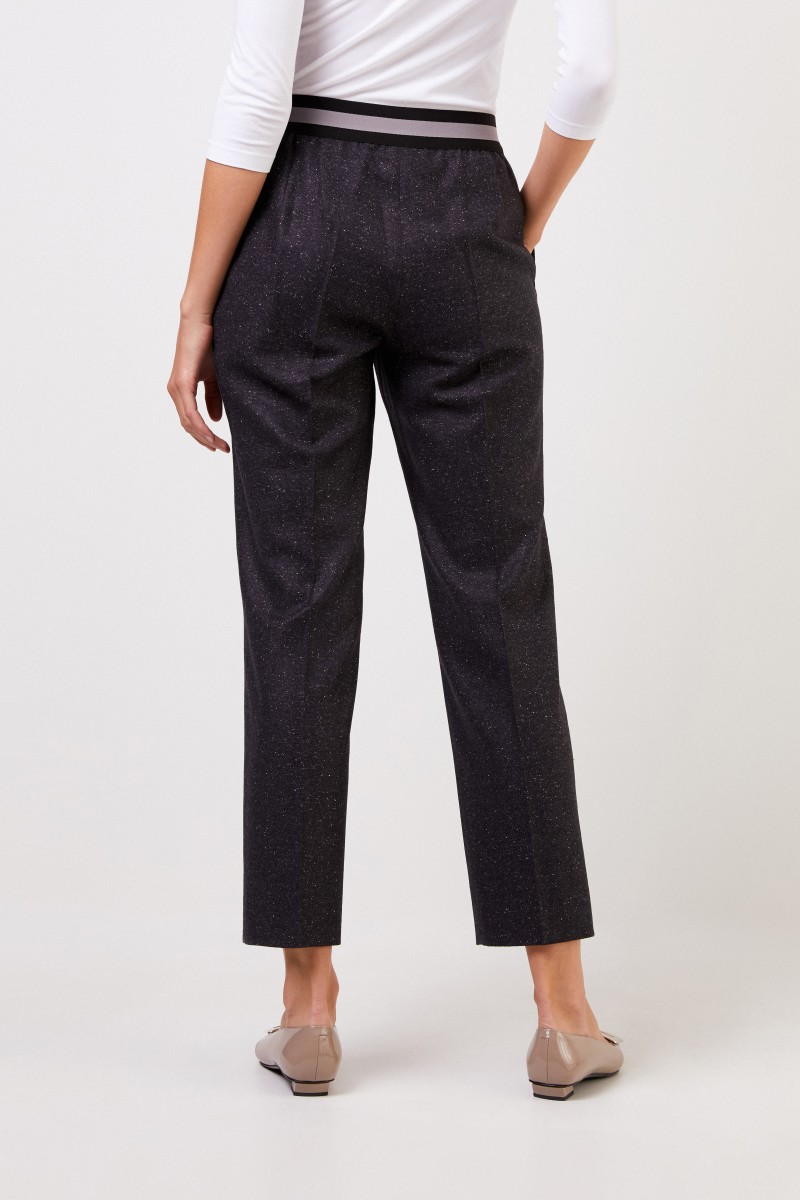 Gabardinehose 'Janna' mit Gummibund Anthrazit