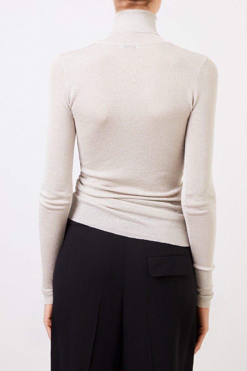Brunello Cucinelli Rollkragenpullover mit Lurexdetails Silber