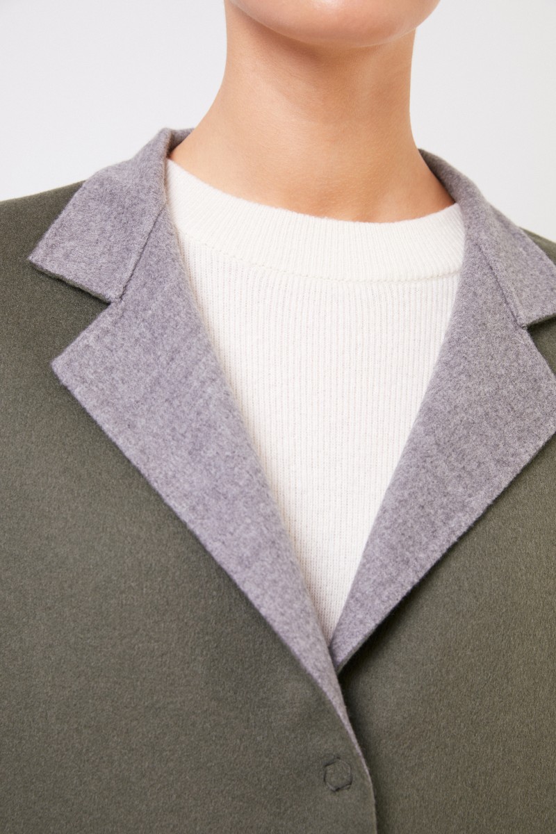 Manzoni 24 Klassischer Cashmere-Wollmantel Khaki