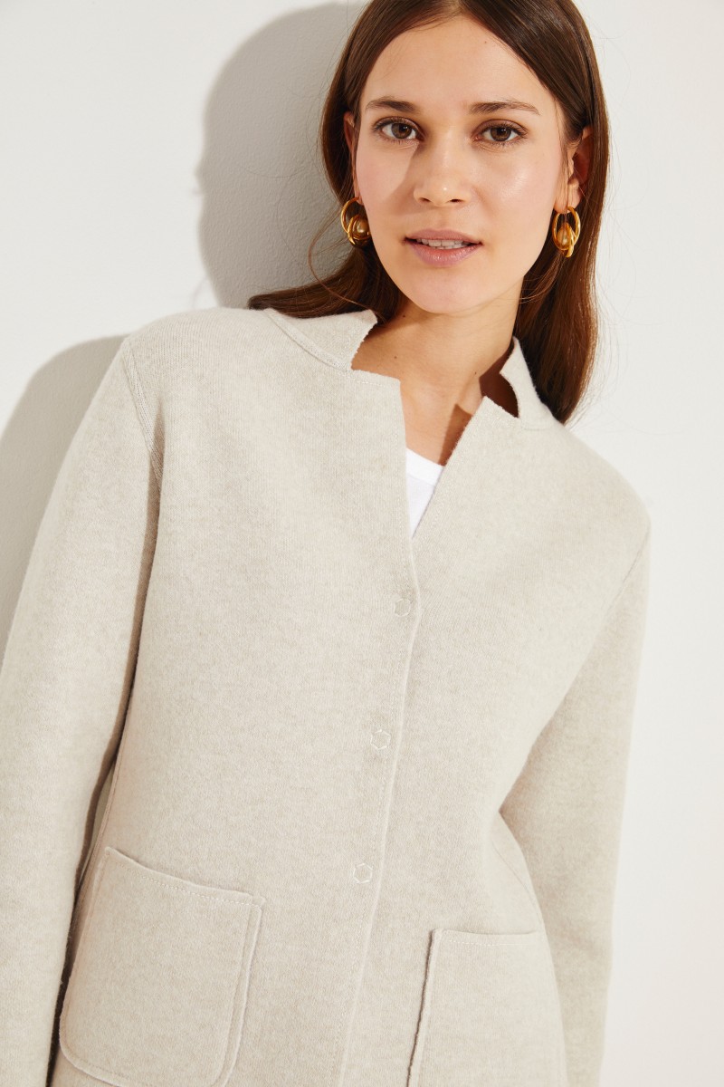 Doubleface Wende-Blazer Beige/Grau