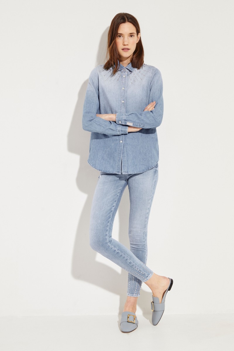 Jeanshemd mit Steinbesatz Blau