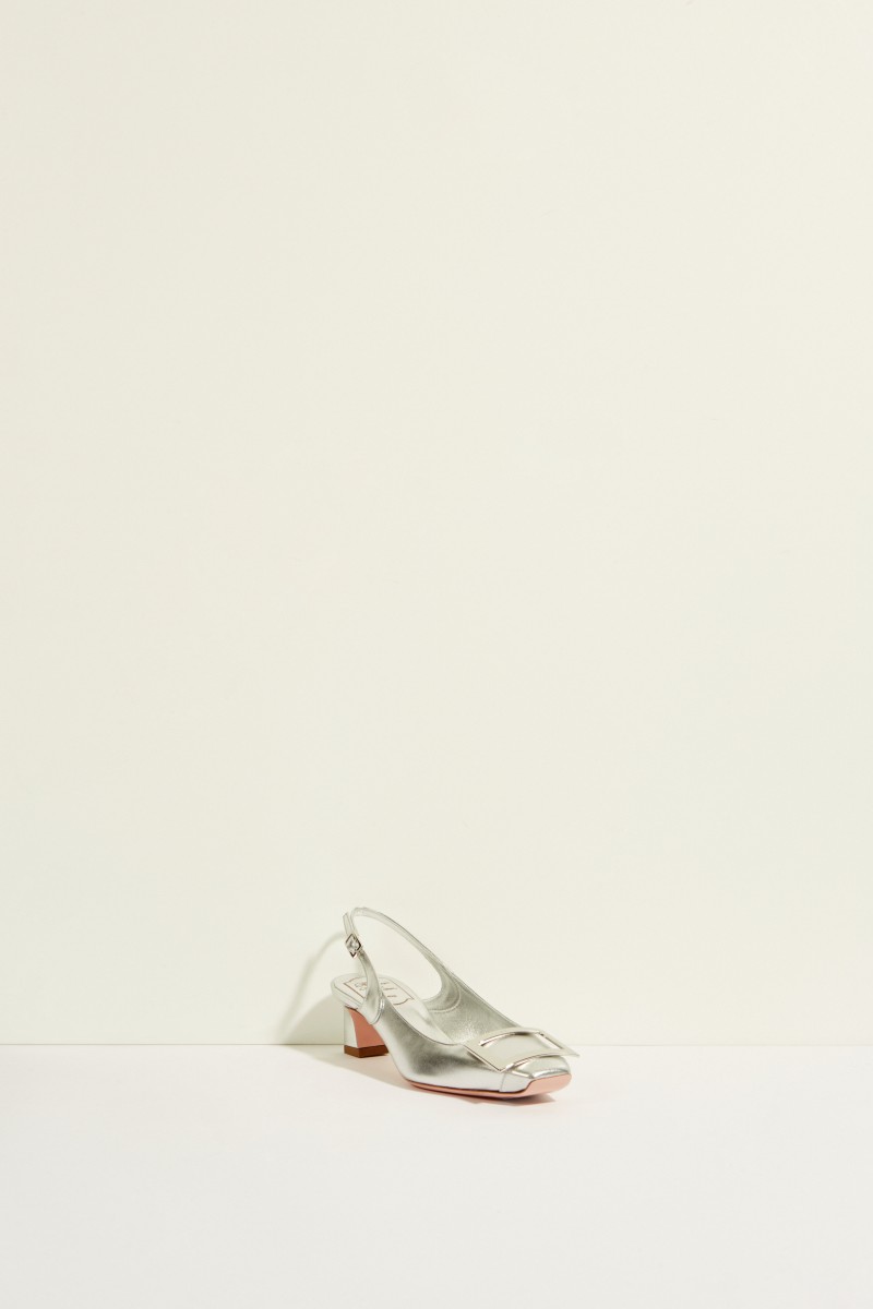 Leder-Pump 'Trompette Sling Back Cut' Silber