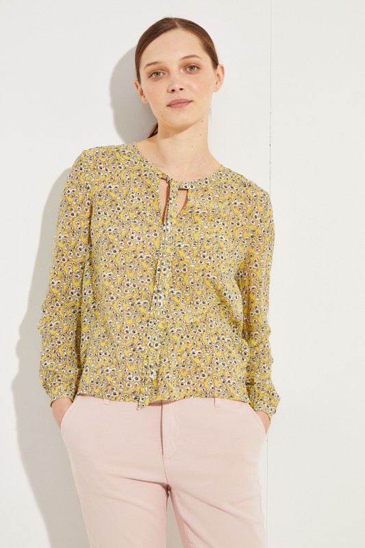 Seidenbluse 'Alma' mit floralem Print Gelb/Multi