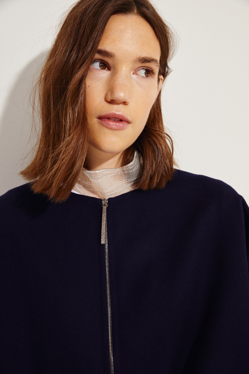 Oversize Wolljacke Marineblau