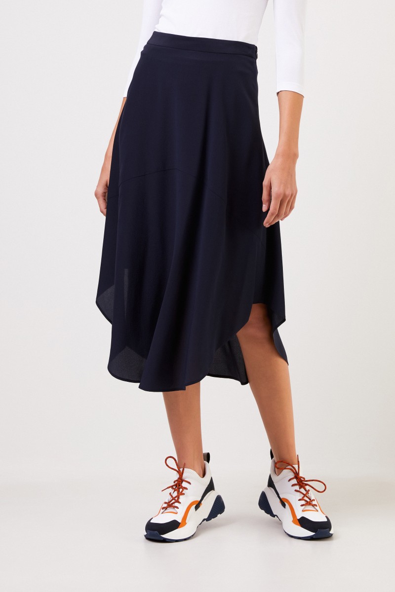 Stella McCartney Ausgestellter Seiden-Rock Marineblau
