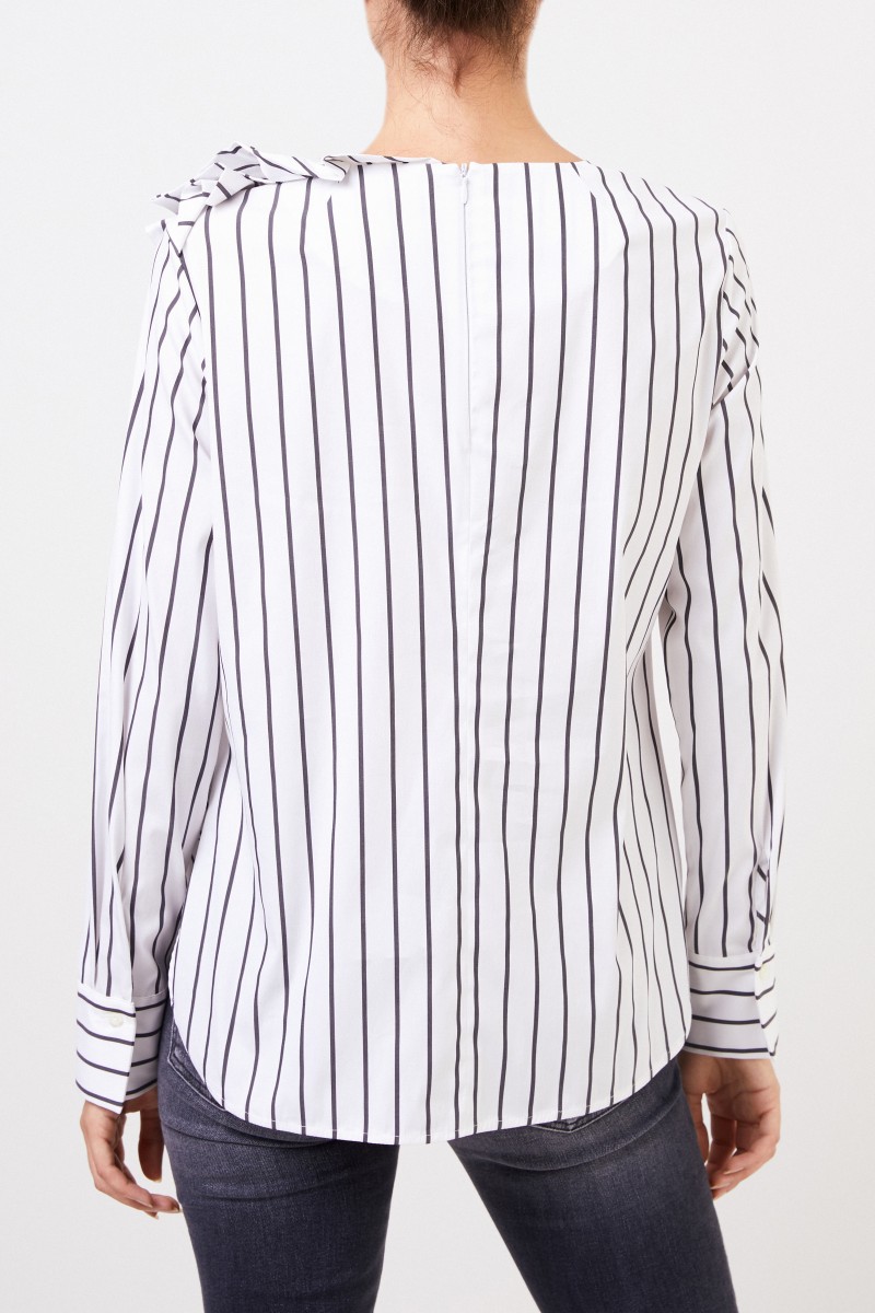 Louis and Mia Gestreifte Baumwollbluse Weiß/Grau