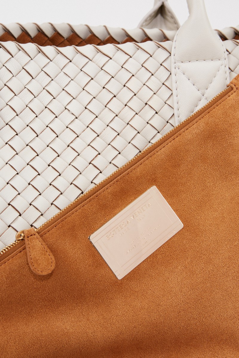 Bottega Veneta Geflochtener Leder-Shopper Weiß