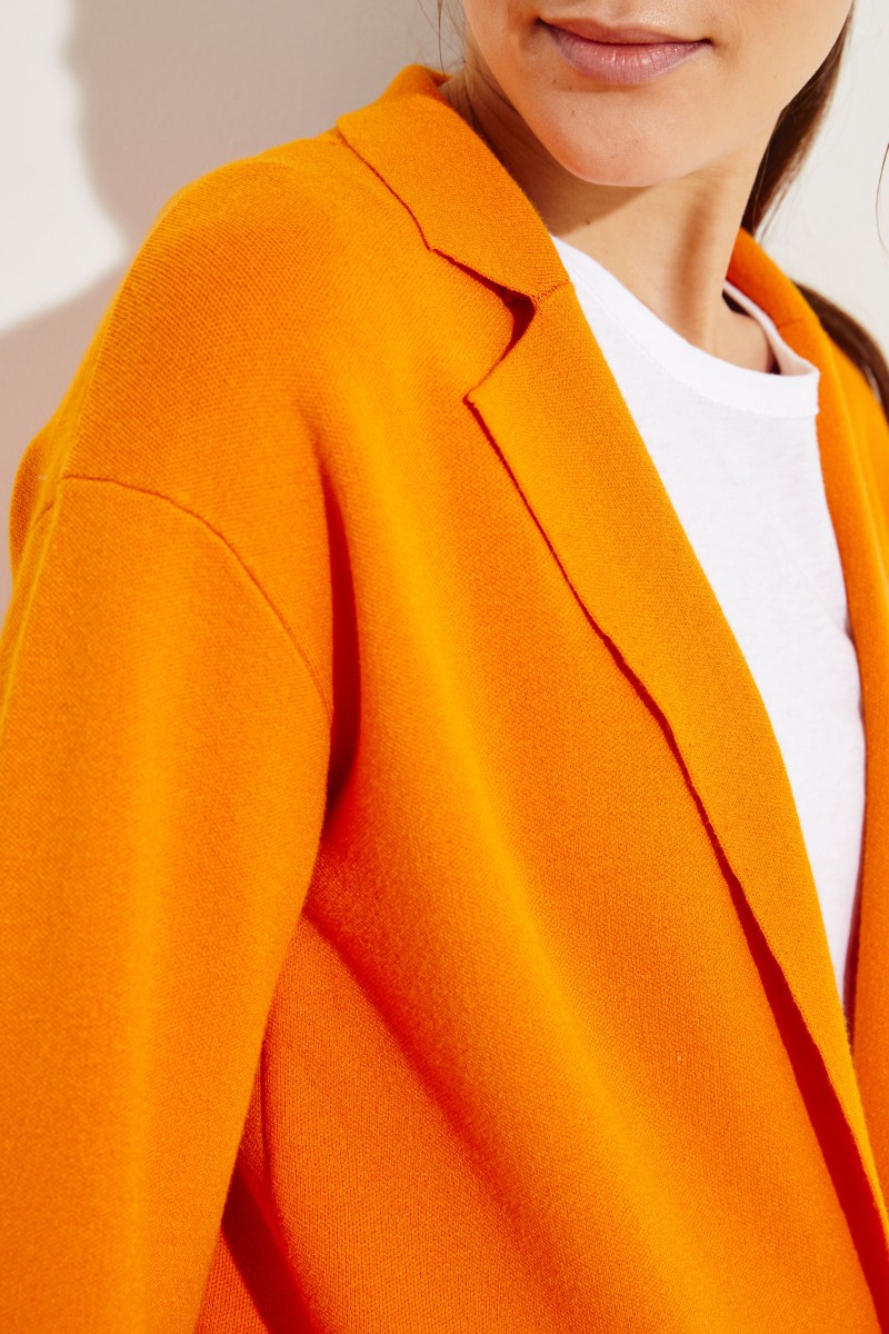 Langer Strick-Mantel Orange