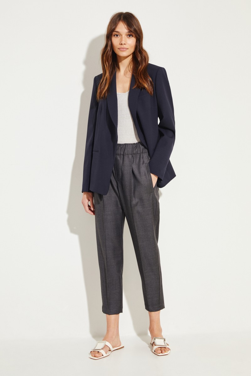 Brunello Cucinelli Woll-Hose mit seitlicher Perlenverzierung Grau