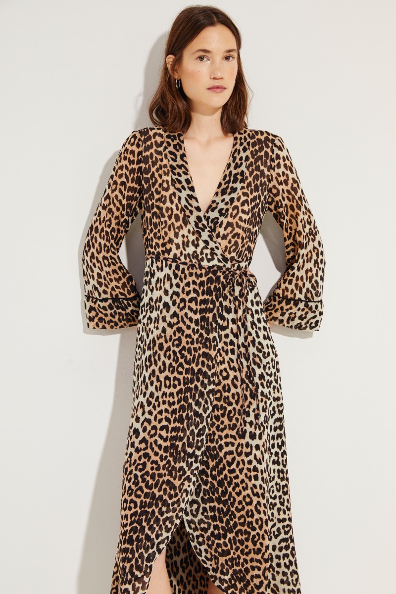 Wickelkleid mit Leopardenmuster 'Printed Georgette' Multi