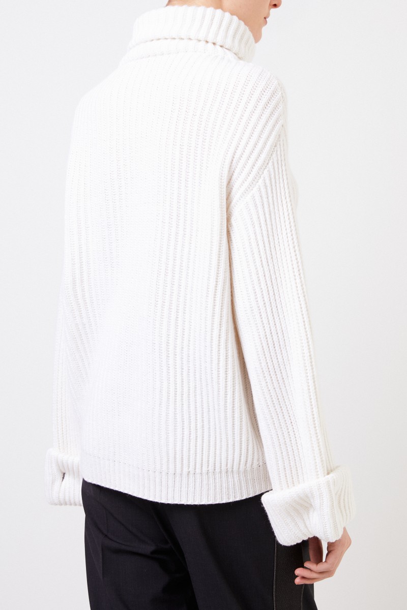 Brunello Cucinelli Cashmere-Rollkragepullover mit Verzierung Weiß