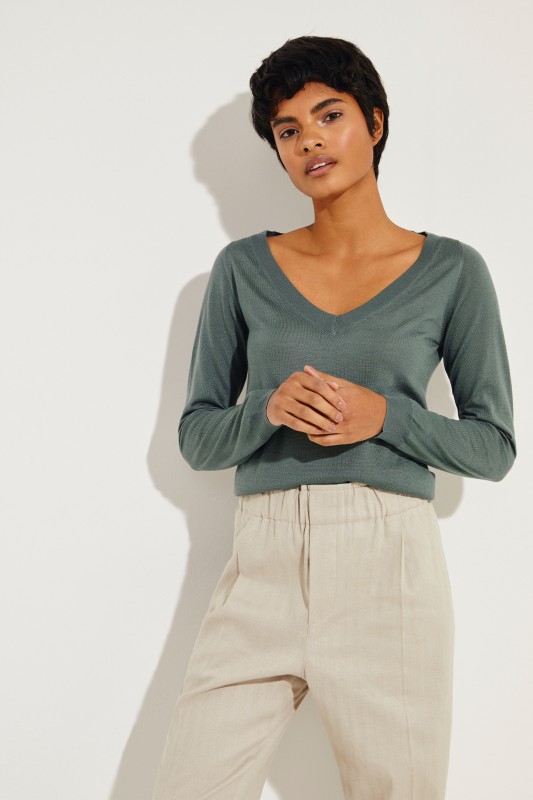Cashmere-Seiden-Pullover Grün