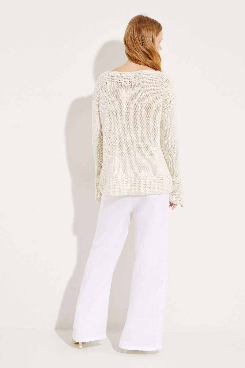 Handstrick-Cashmere-Pullover Crème