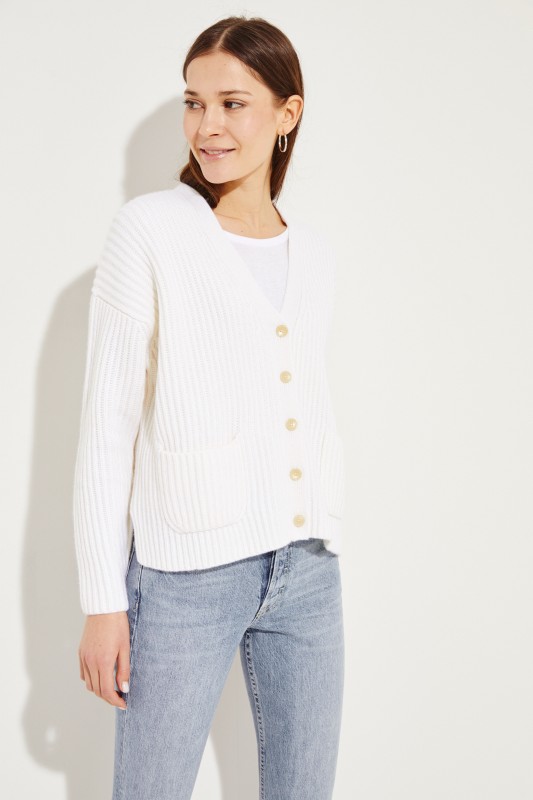 Cashmere-Cardigan Weiß