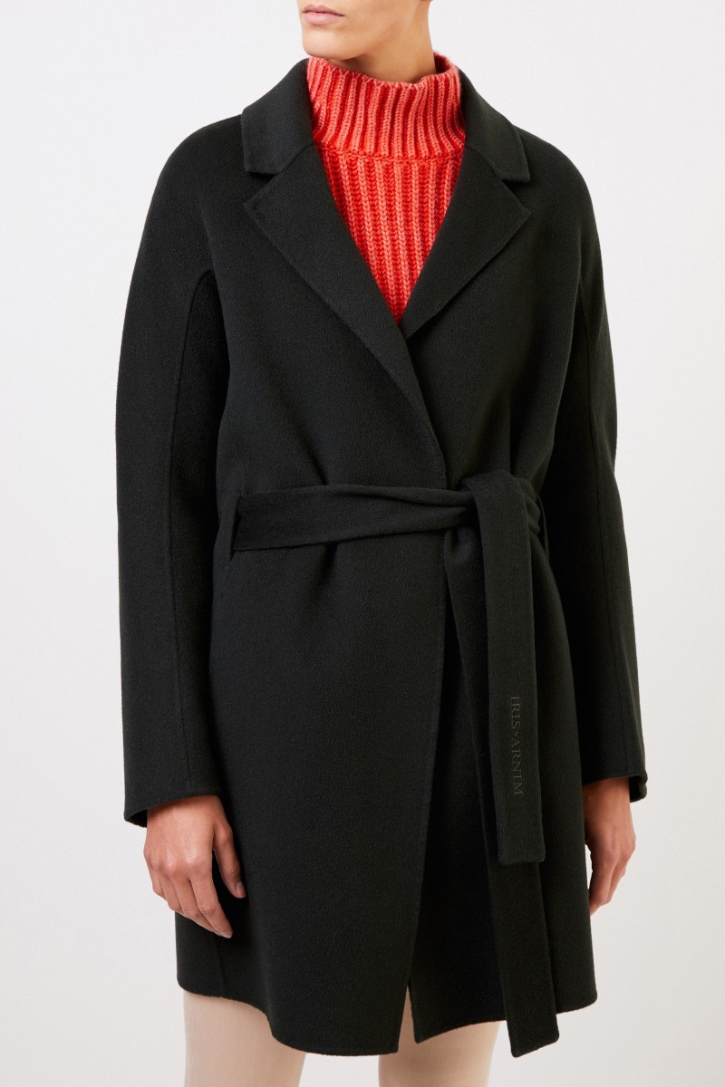 Cashmere-Mantel 'Bruna' mit Gürtel Khaki
