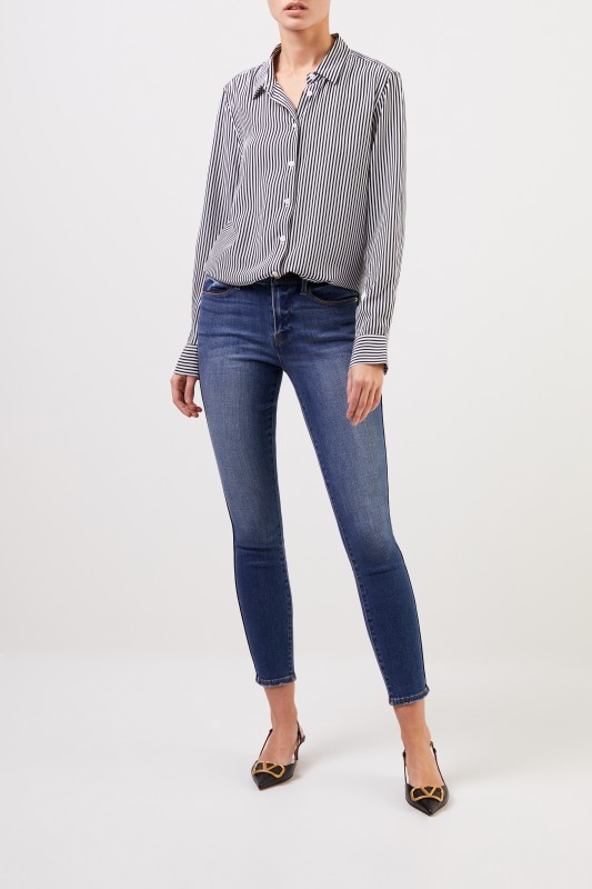 Frame Skinny-Jeans 'Le High Skinny' mit Detail Blau